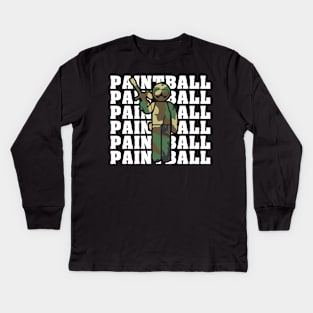 Camouflage Paintball Player Kids Long Sleeve T-Shirt